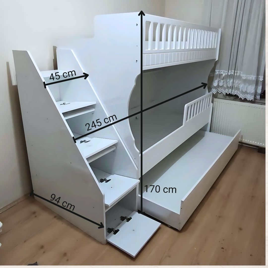 Beyaz Oymalı Ranza