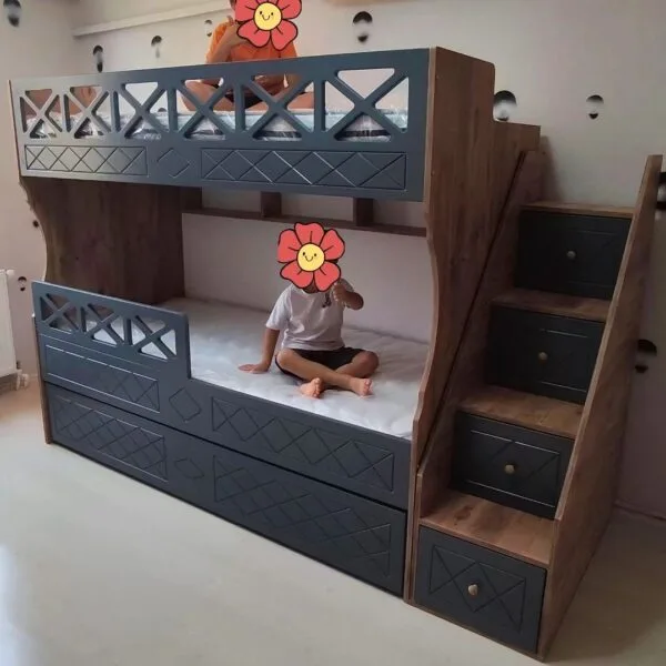 Doğa Antrasit Çapraz Motifli Ranza