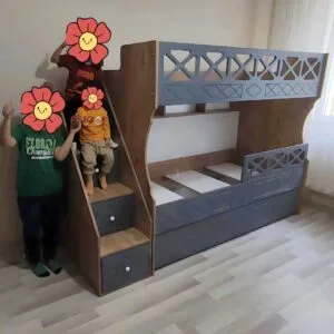 Doğa Antrasit Çapraz Motifli Ranza