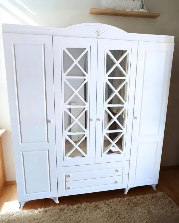 İnci Çapraz Motif 4 Kapaklı Gardırop 2 İnci Çapraz Motif 4 Kapaklı Gardırop