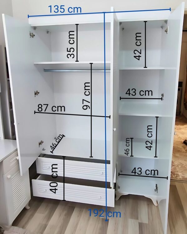 Pancur 3 Kapaklı MDF Gardırop 3 Pancur 3 Kapaklı MDF Gardırop