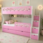 Pembe Çapraz Desenli MDF Ranza